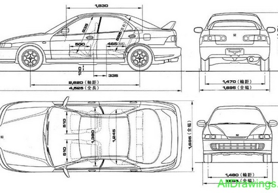 Honda Integra Type-R 5-Door (Хонда Интегра Тип-Р 5-дверный) - чертежи (рисунки) автомобиля